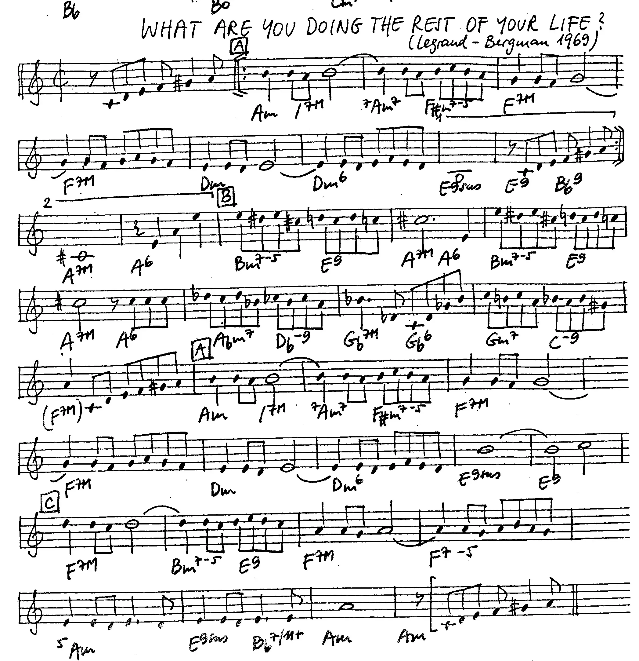 what are you doing the rest of your life free jazz leadsheet - Courtesy of the Jungle Jazz Band